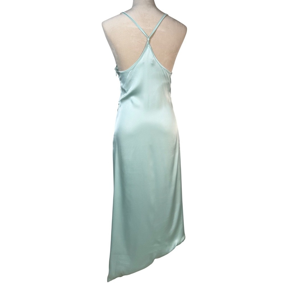 Oh Polly Satin Lowcut Asymmetrical Midi Dress US 8 Racerback Flaws READ Ethereal - Picture 3 of 16